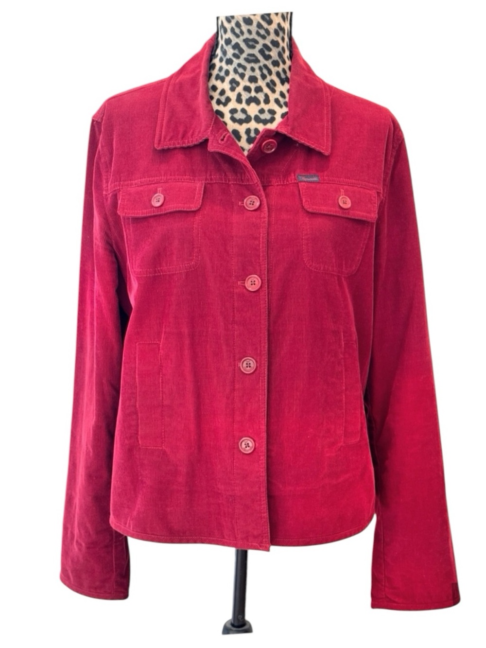 Faconnable Corduroy Button Down Jacket in Red